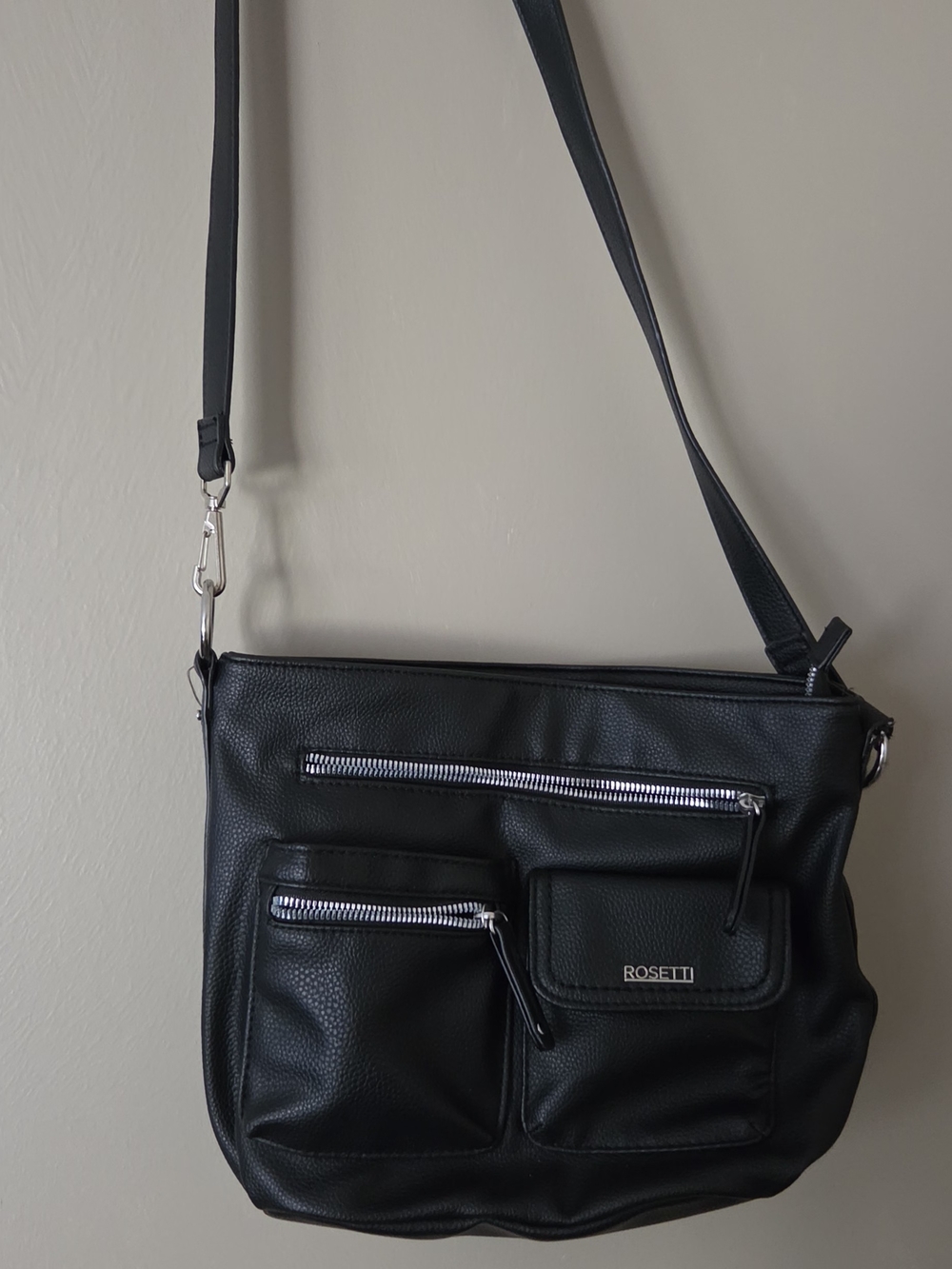 Rosetti Black Crossbody Bag with Front Pockets